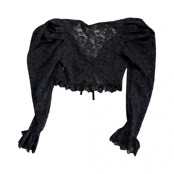 Goth Black Victoria Edwardian Lace Top - Picture 8 of 8